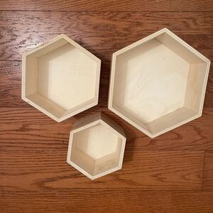 Set of three wooden shelves ready to paint or stain